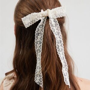 Cream Lace Hair Bow Barrette